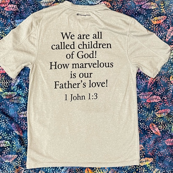Champion Performance Vapor Belong 1 John 1:3 Scrabble Tile Shirt Size Small - Picture 4 of 8